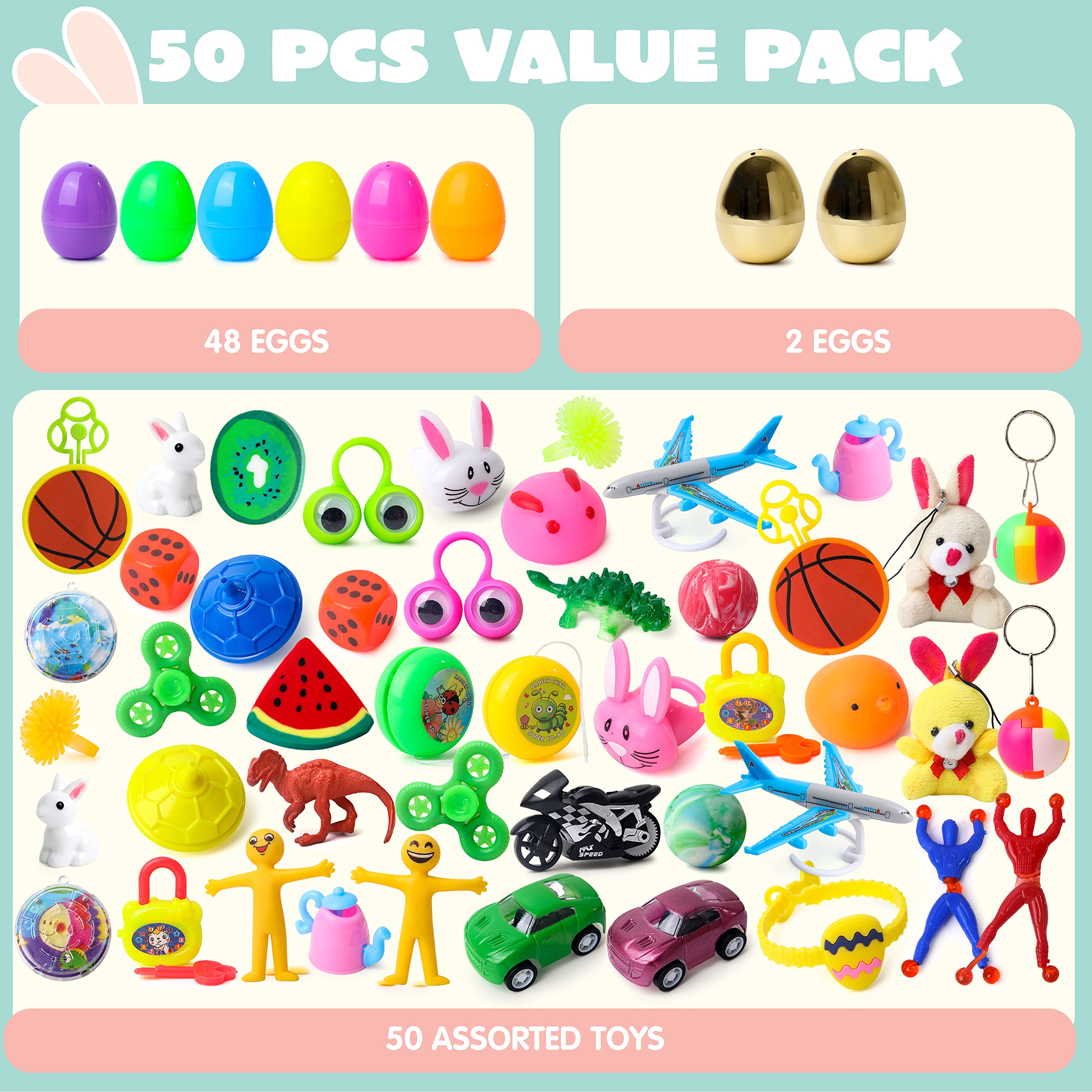 Foto 3 pulgar | Huevos De Pascua Precargados Joyin, 50 Unidades Con Relleno Toys For Hunt - Venta Internacional.