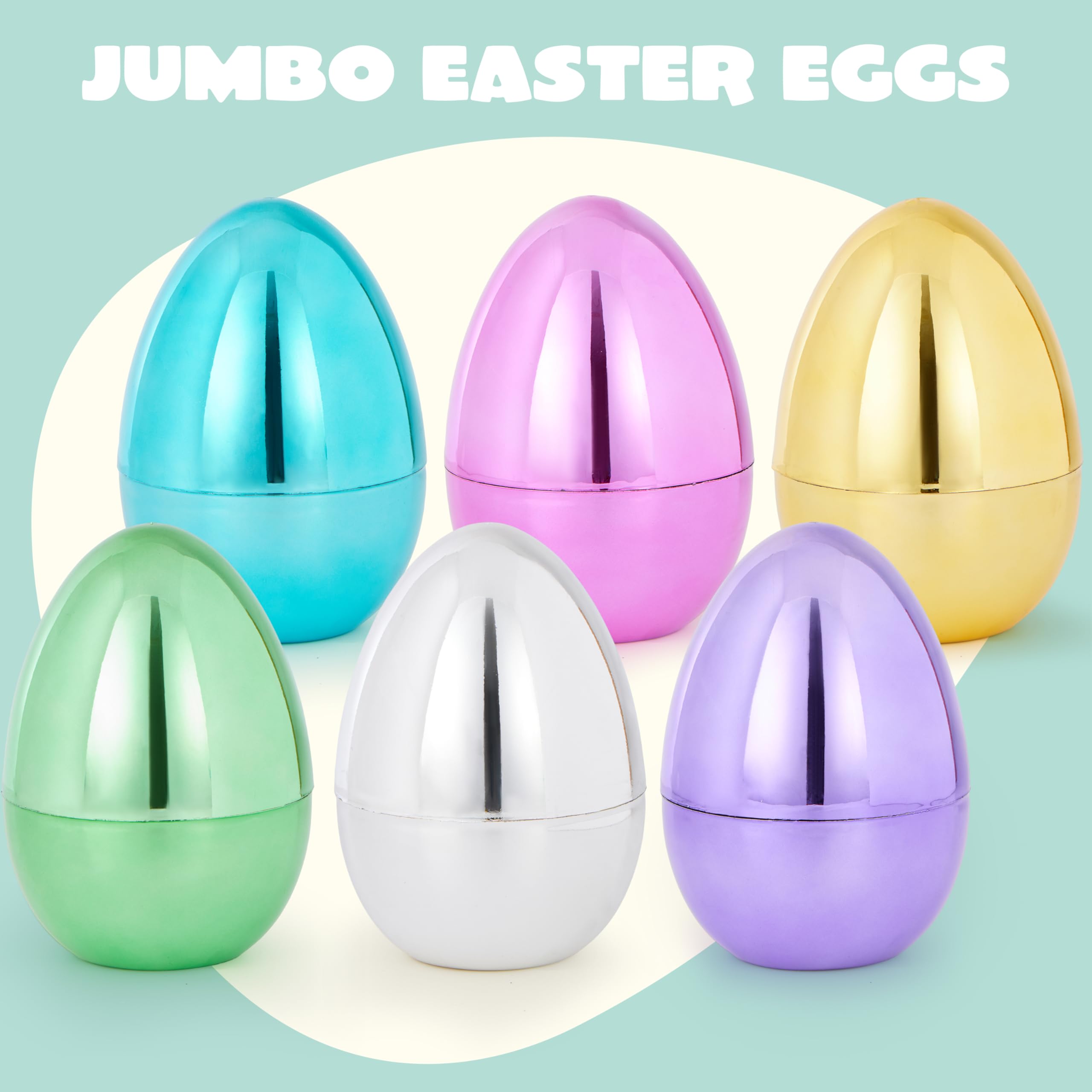 Foto 3 pulgar | Huevos De Pascua Joyin Metálicos De 6 Pulgadas, 12 Unidades, Plástico Rellenable - Venta Internacional.