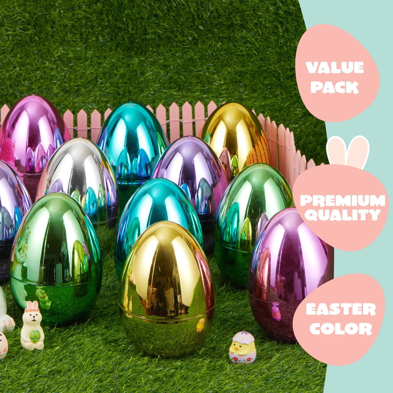 Foto 4 pulgar | Huevos De Pascua Joyin Metálicos De 6 Pulgadas, 12 Unidades, Plástico Rellenable - Venta Internacional.