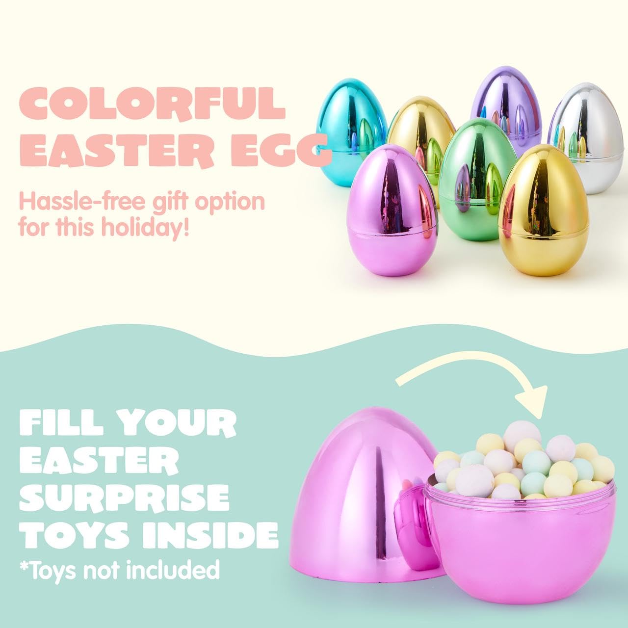 Foto 5 pulgar | Huevos De Pascua Joyin Metálicos De 6 Pulgadas, 12 Unidades, Plástico Rellenable - Venta Internacional.