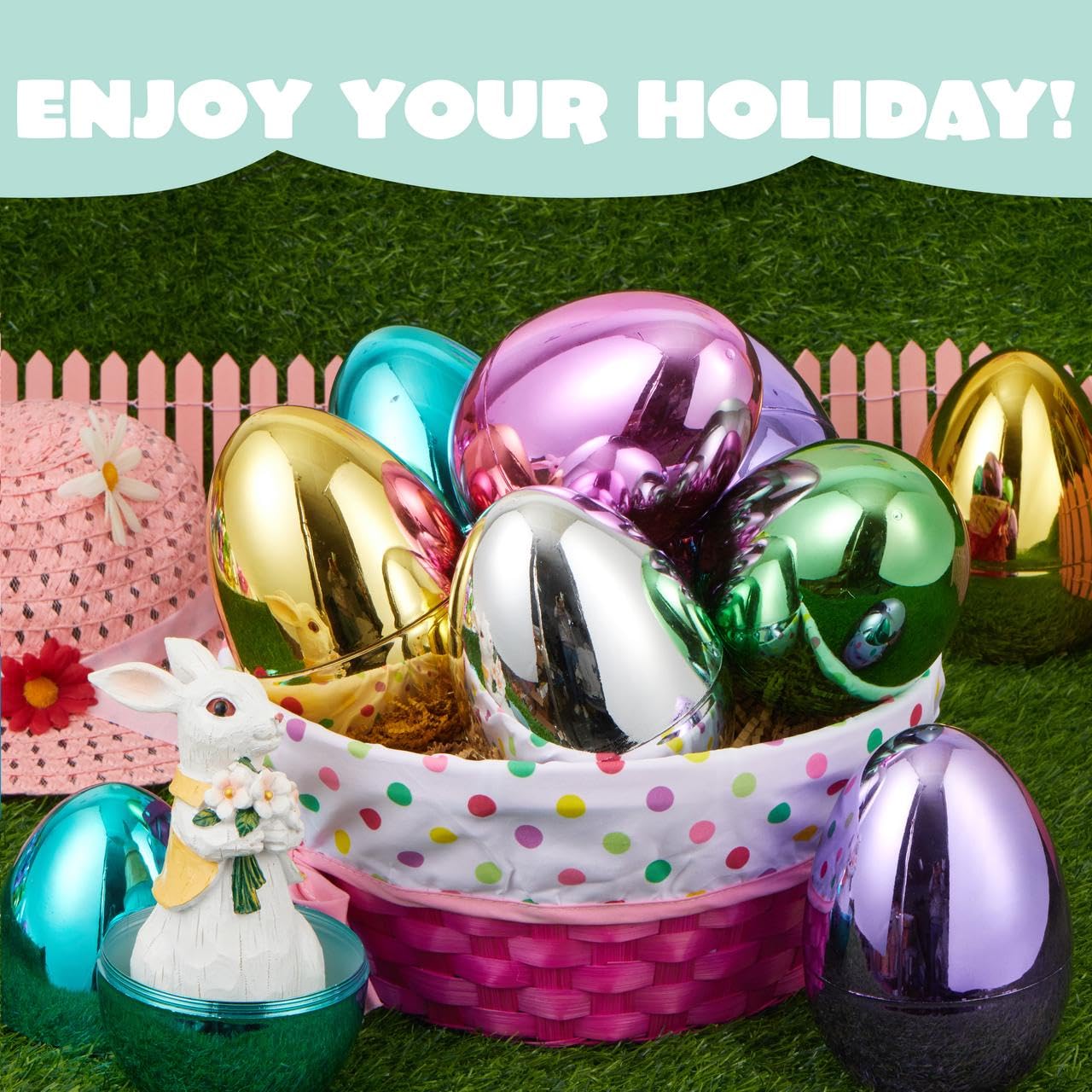 Foto 5 | Huevos De Pascua Joyin Metálicos De 6 Pulgadas, 12 Unidades, Plástico Rellenable - Venta Internacional.