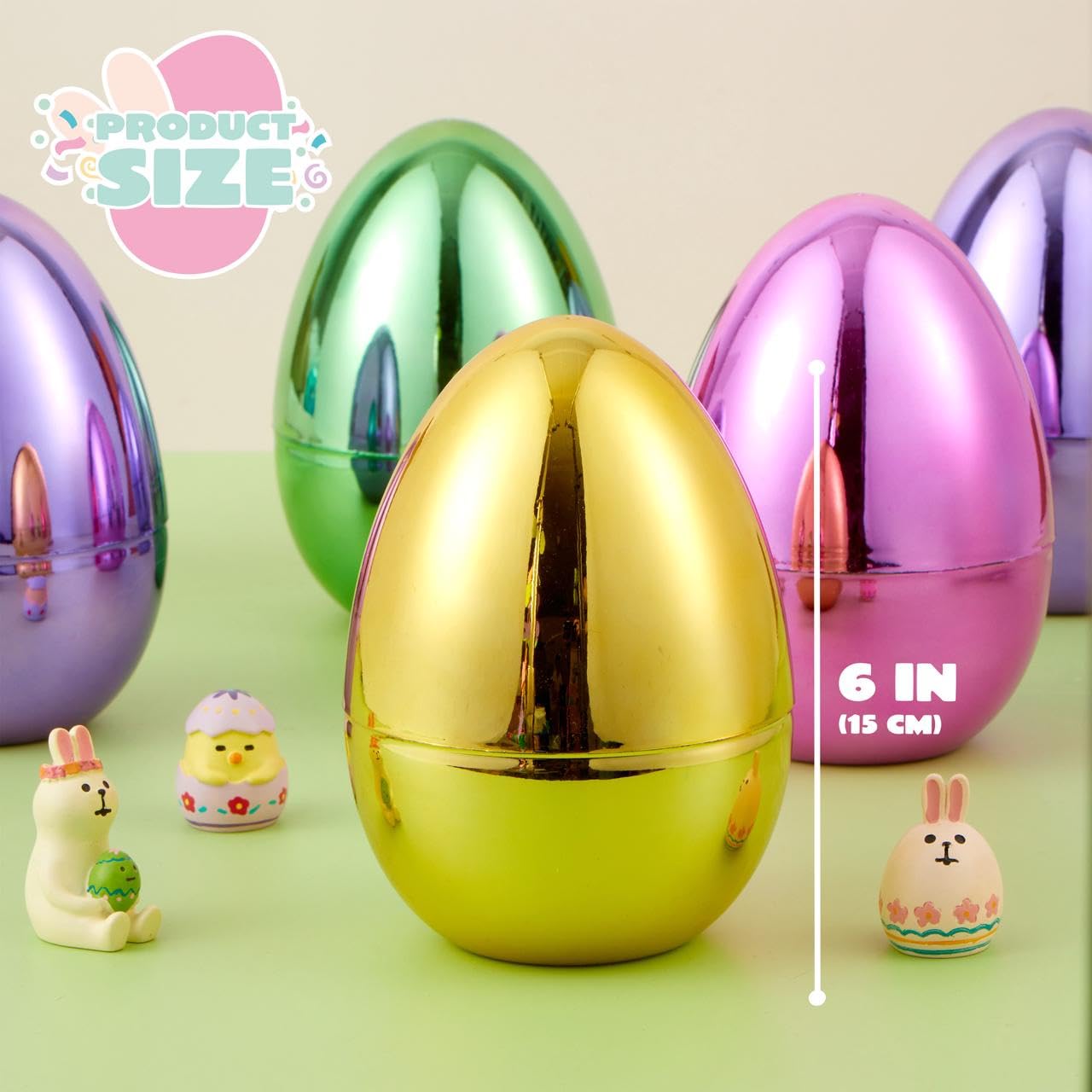 Foto 7 pulgar | Huevos De Pascua Joyin Metálicos De 6 Pulgadas, 12 Unidades, Plástico Rellenable - Venta Internacional.