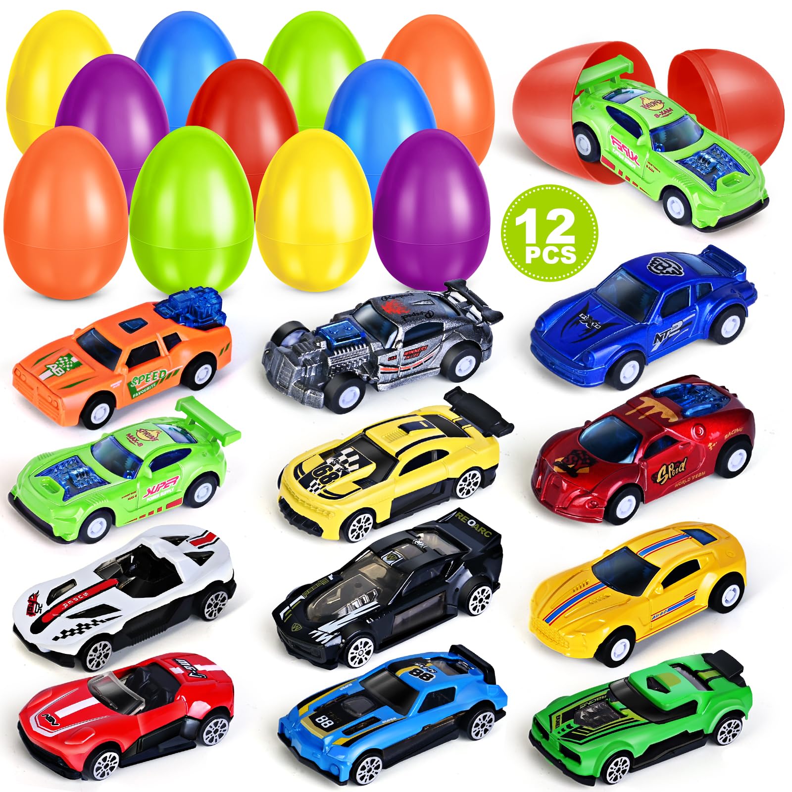 Foto 2 pulgar | Huevos De Pascua Shemira Precargados Con Coches De Carreras Fundidos A Presión X12 - Venta Internacional.