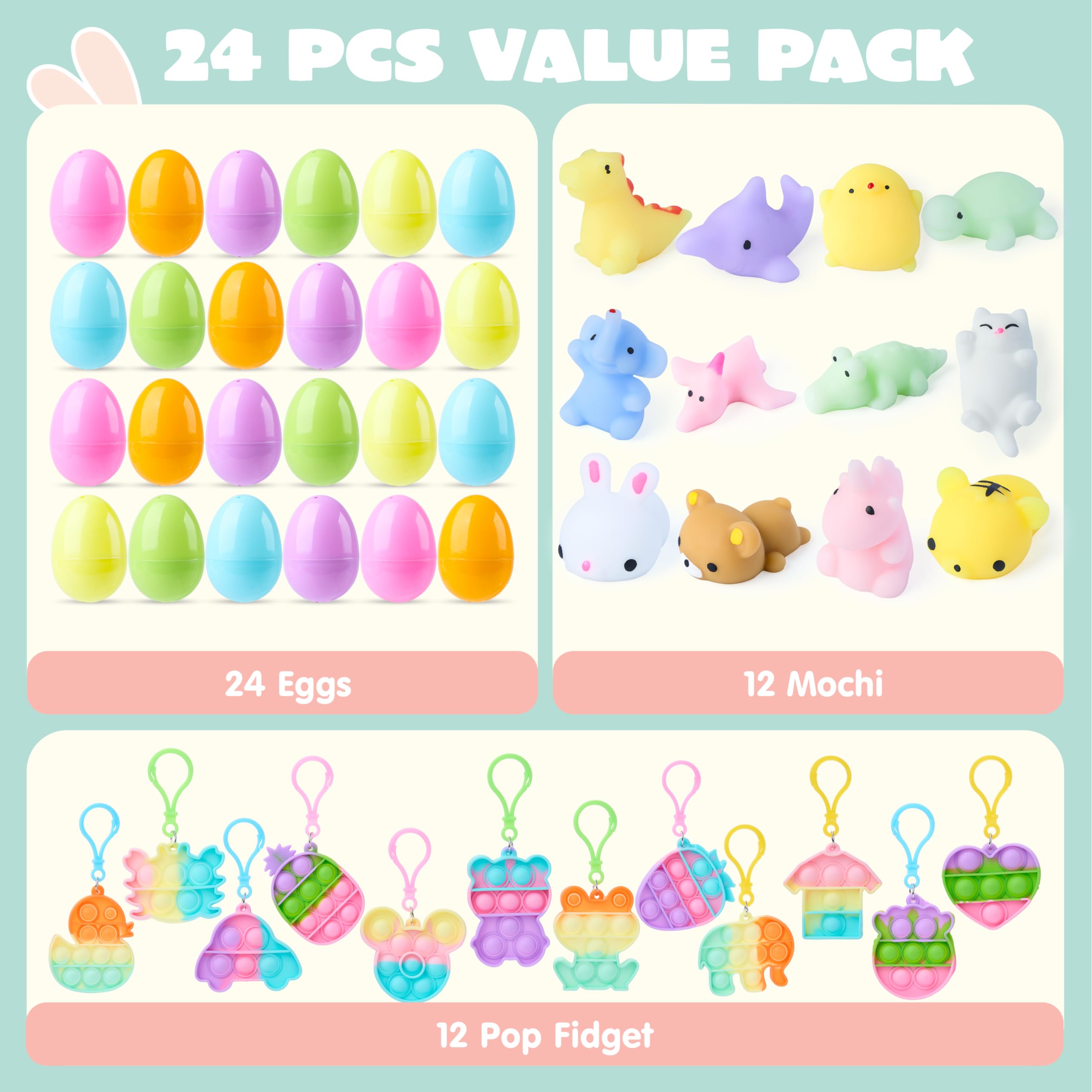 Foto 3 pulgar | Huevos De Pascua Precargados Joyin, 24 Unidades, Con Llaveros Con Mochi Y Burbujas - Venta Internacional.