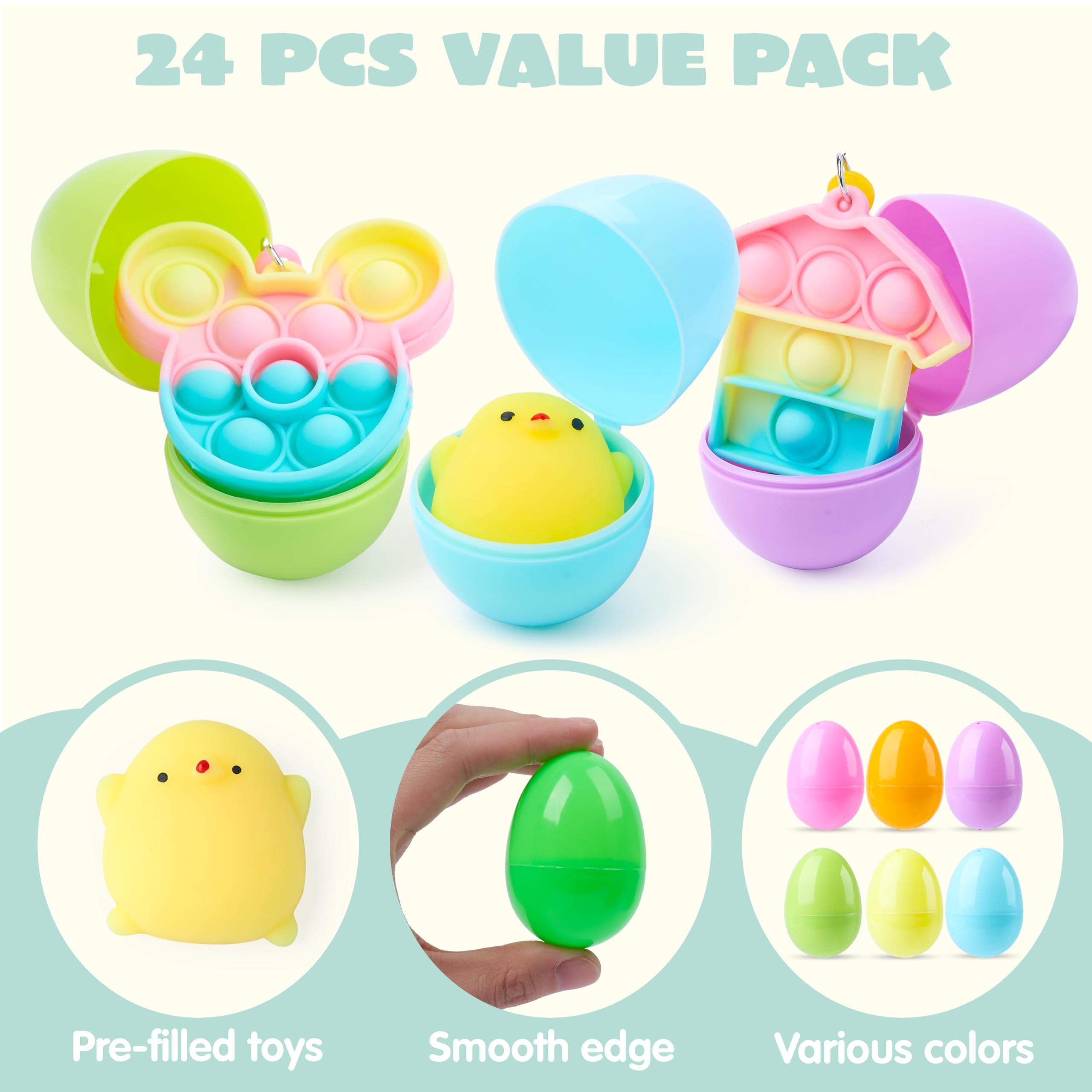 Foto 4 pulgar | Huevos De Pascua Precargados Joyin, 24 Unidades, Con Llaveros Con Mochi Y Burbujas - Venta Internacional.