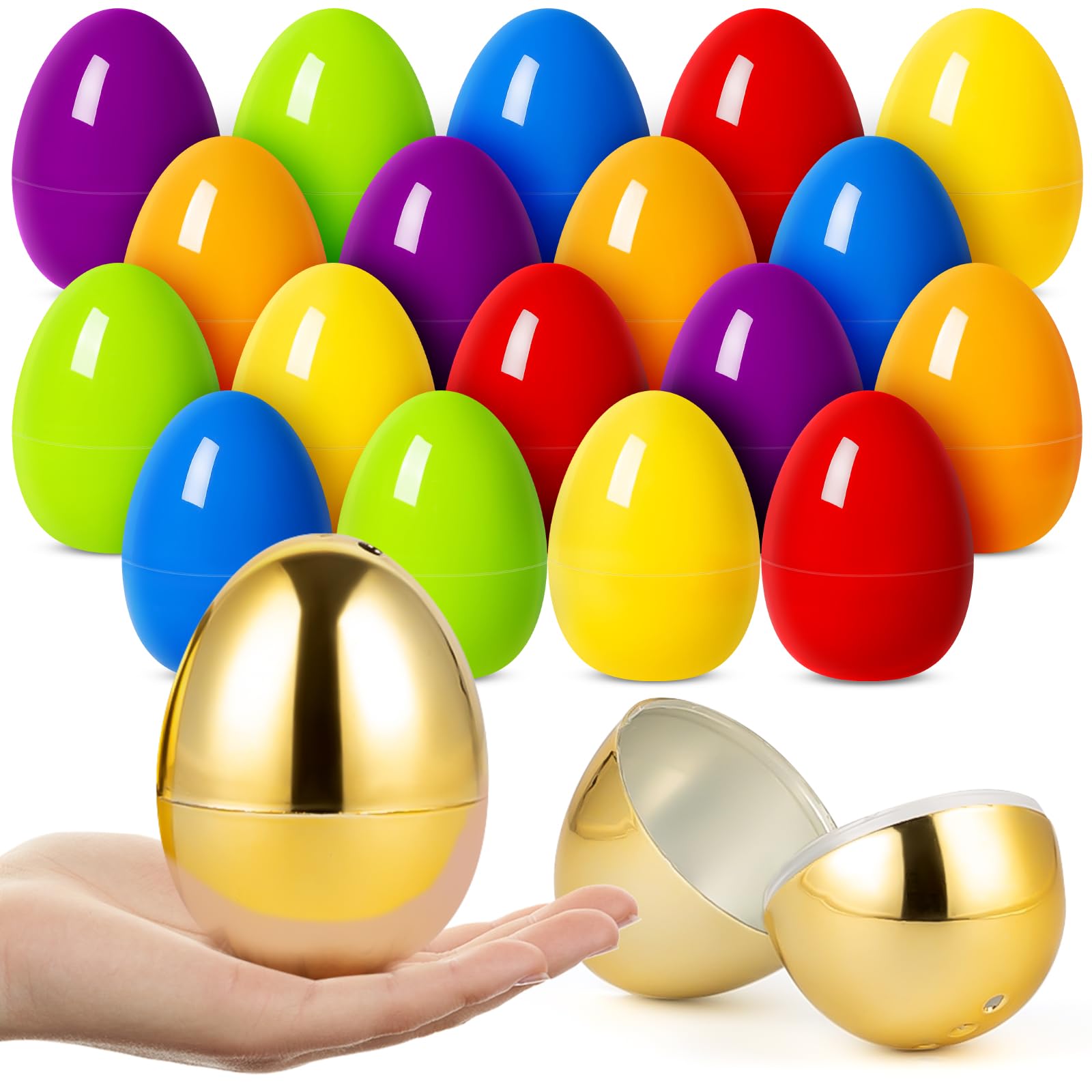 Huevos De Pascua V-opitos, Grandes, Rellenables, De Plástico, 9 Cm, 38 Unidades, 7 Colores - Venta Internacional.