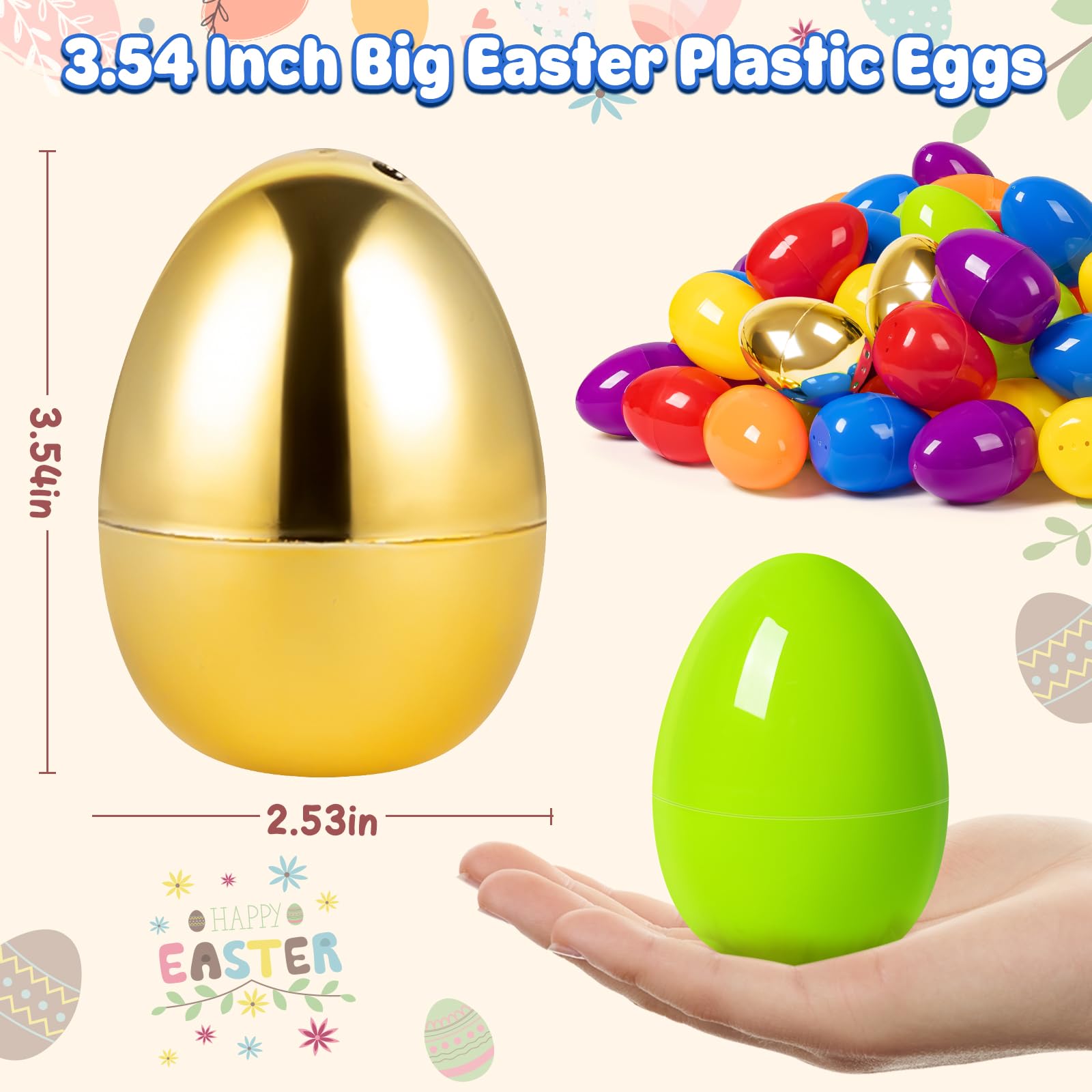 Foto 5 pulgar | Huevos De Pascua V-opitos, Grandes, Rellenables, De Plástico, 9 Cm, 38 Unidades, 7 Colores - Venta Internacional.