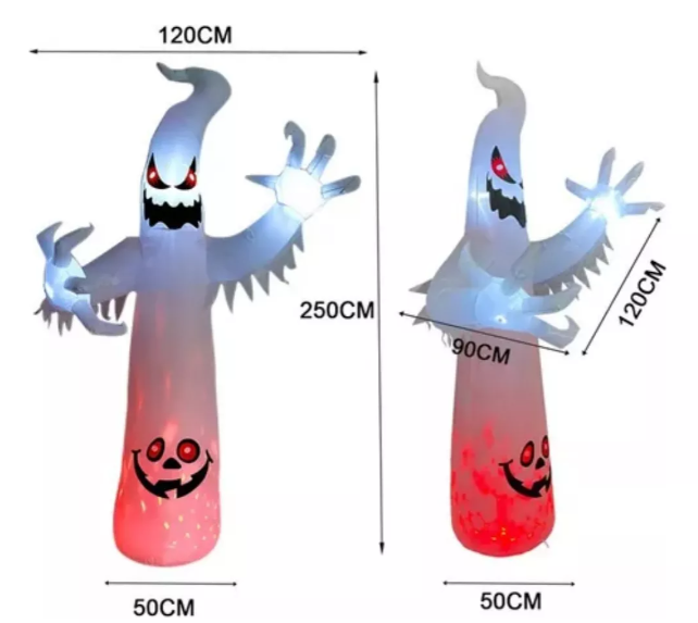 Foto 6 | 2.5m Inflables De Halloween Led Fantasma De Llama Blanca