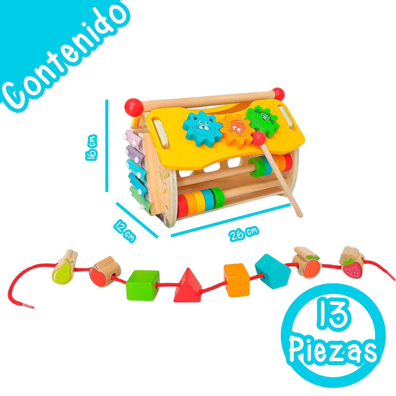 Foto 4 pulgar | Casita De Madera Multijuego Yuff! Montessori Juguete De Madera