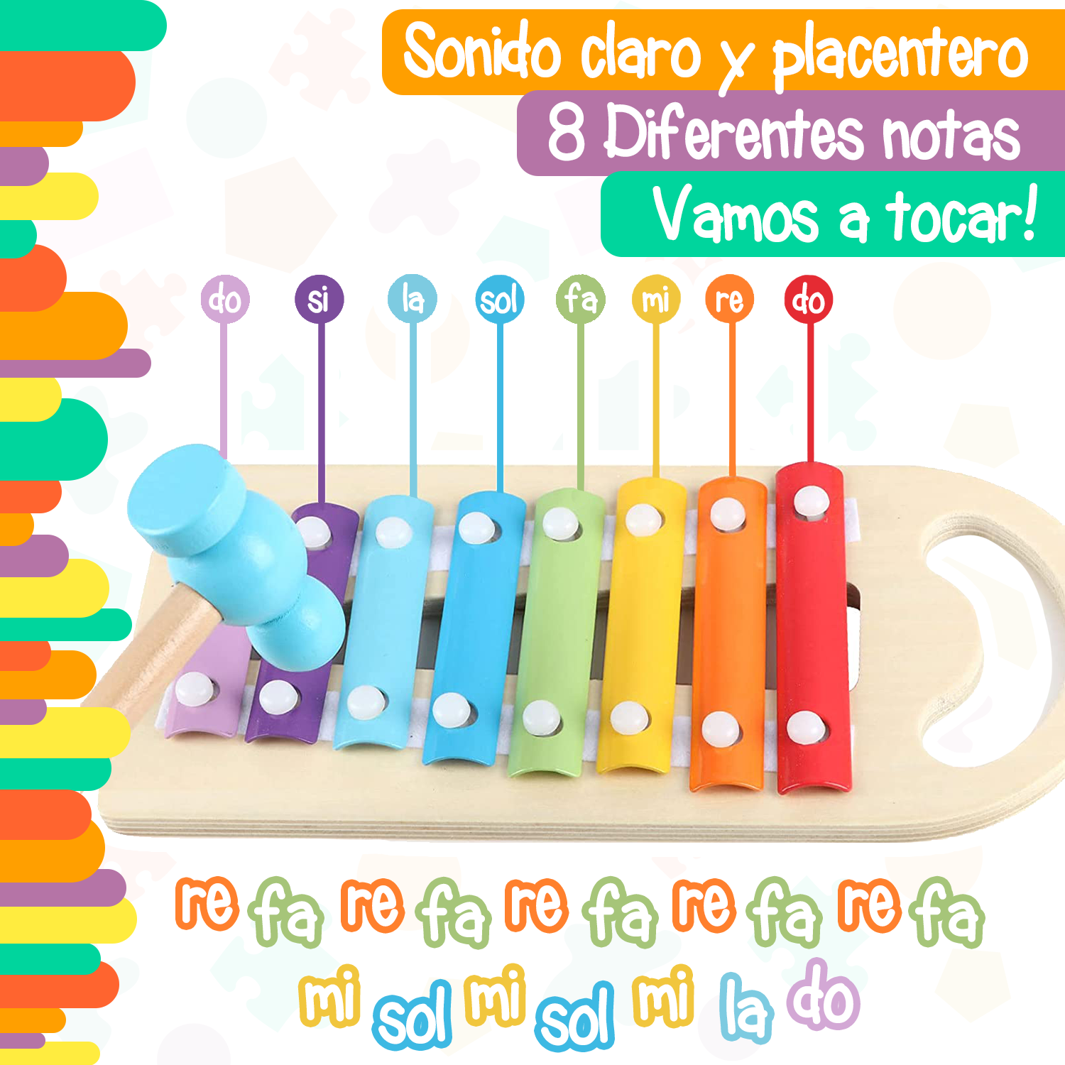 Foto 6 pulgar | Banco de Golpeo Multijuego Yuff! Montessori Multicolor de Madera