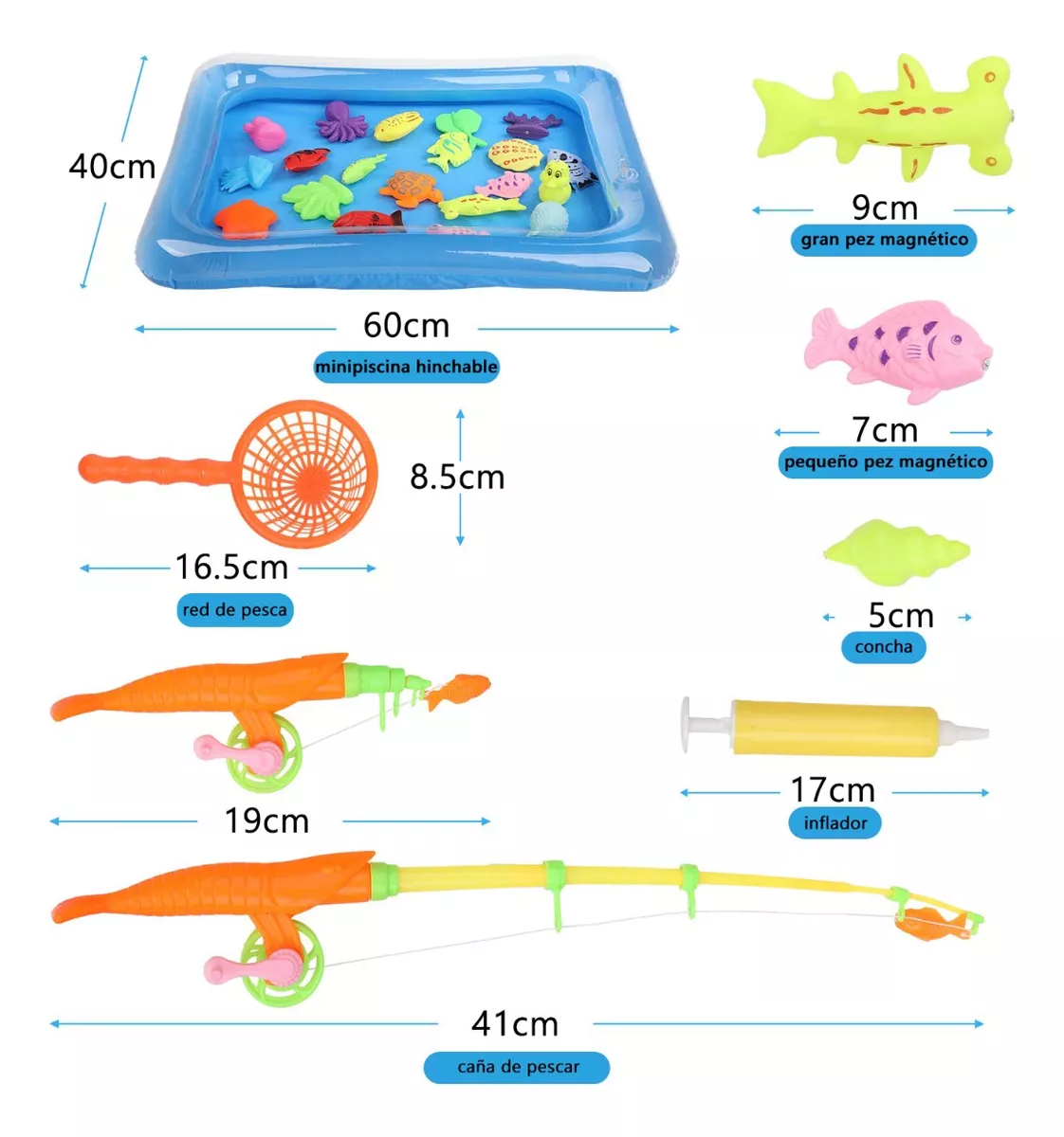 Foto 6 pulgar | Juego de Pesca BELUG Piscina para Niños Pequeños 41 Piezas Multicolor