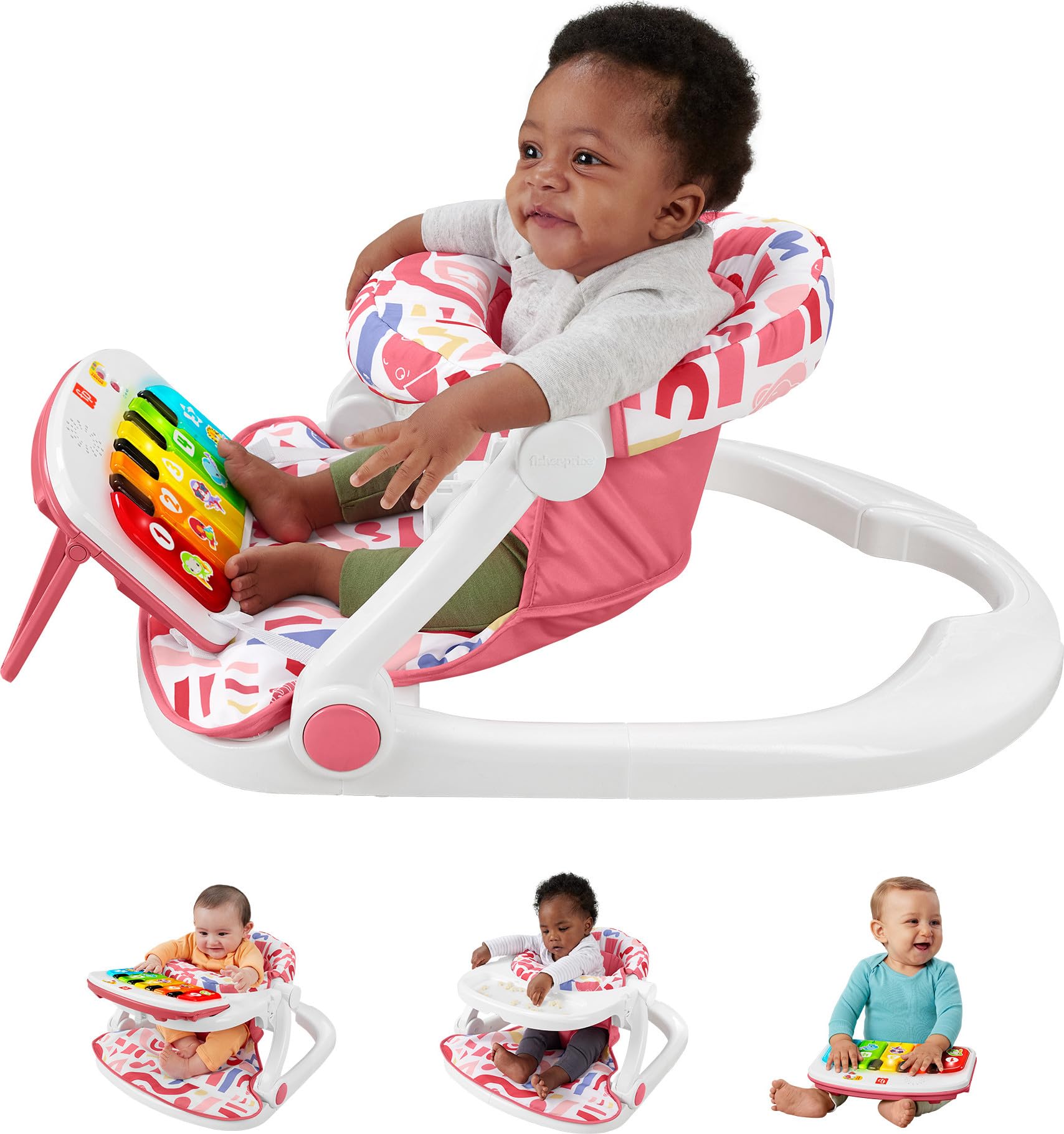 Foto 2 pulgar | Silla Portátil Para Bebé Fisher-price Kick & Play Con Piano Rosa - Venta Internacional.