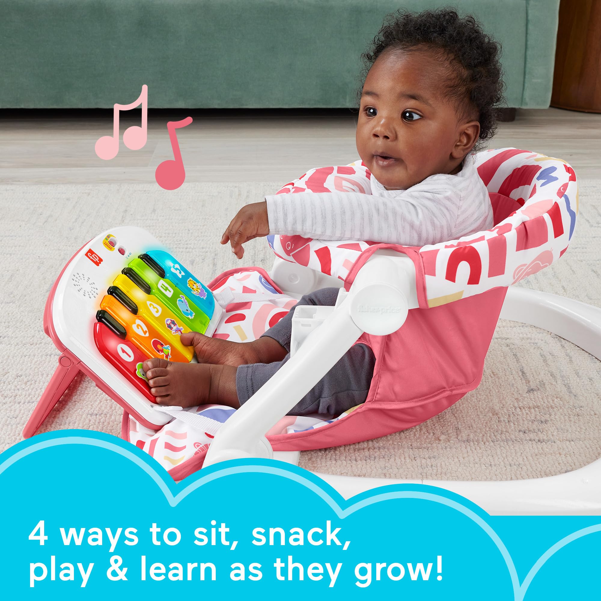 Foto 3 pulgar | Silla Portátil Para Bebé Fisher-price Kick & Play Con Piano Rosa - Venta Internacional.