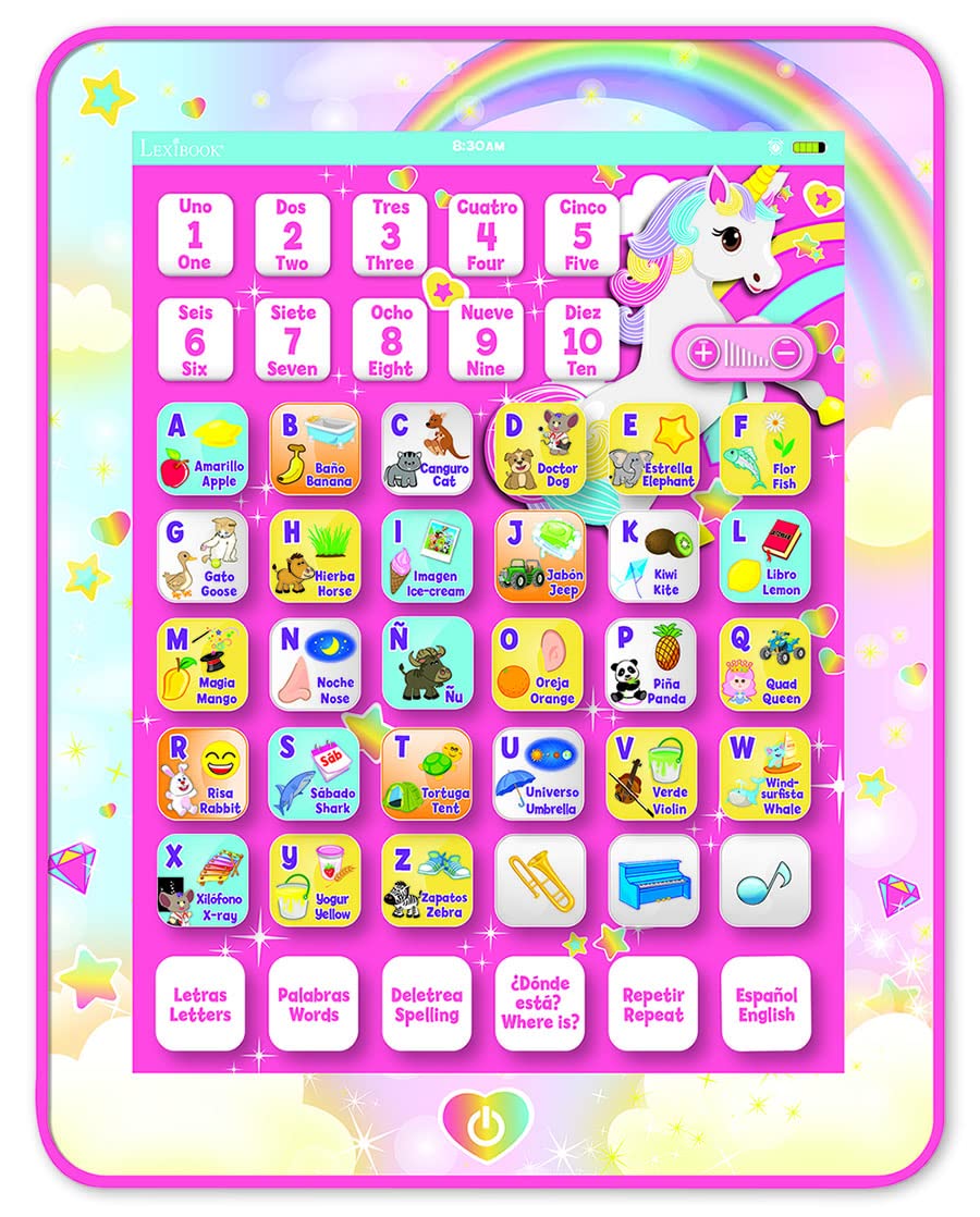 Lexibook Educativo Para Tabletas Con Forma De Unicornio Bilingüe, Rosa - Venta Internacional.