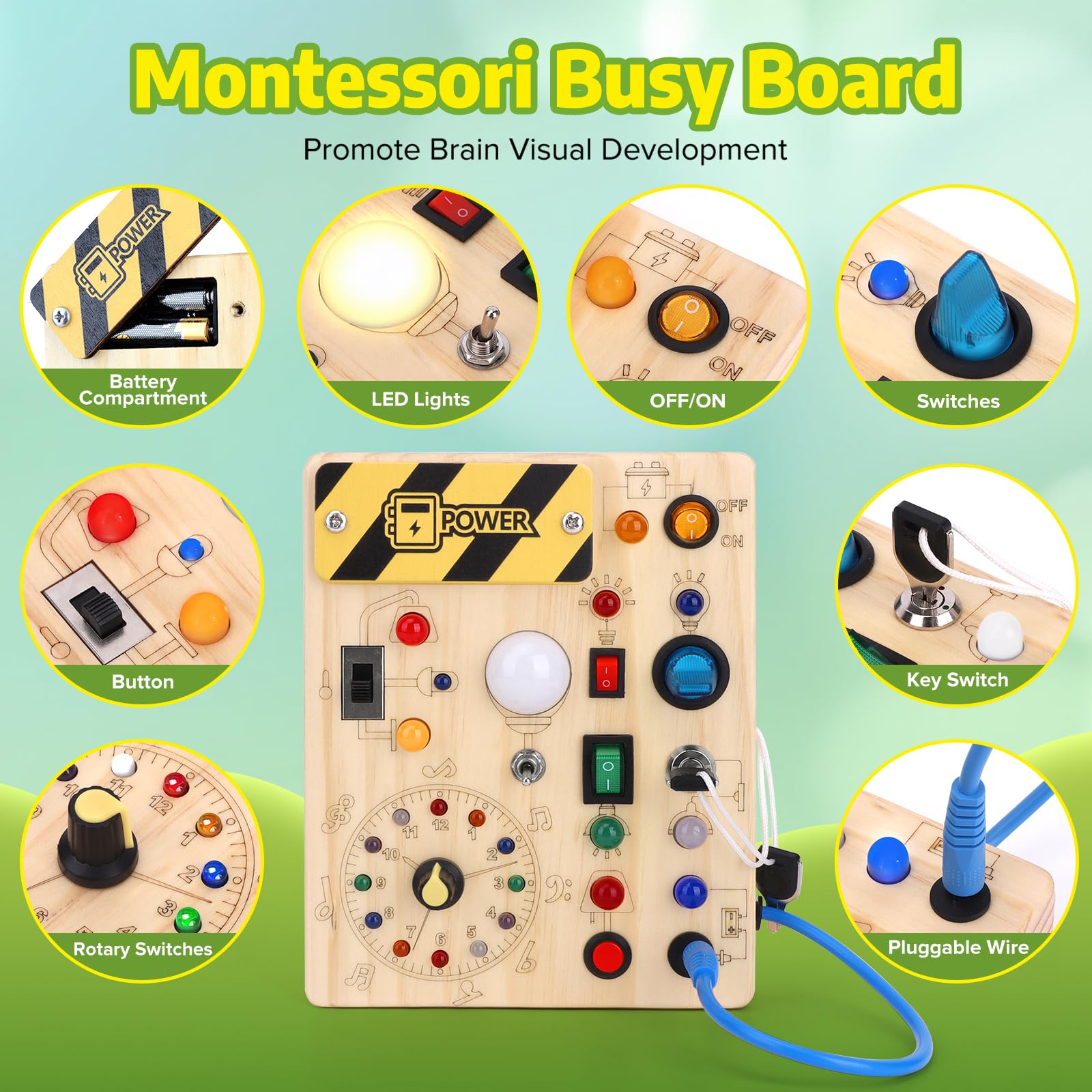 Foto 2 | Montessori Busy Board Wakeinsa Para Niños De 1 A 3 Años Con Luces - Venta Internacional.