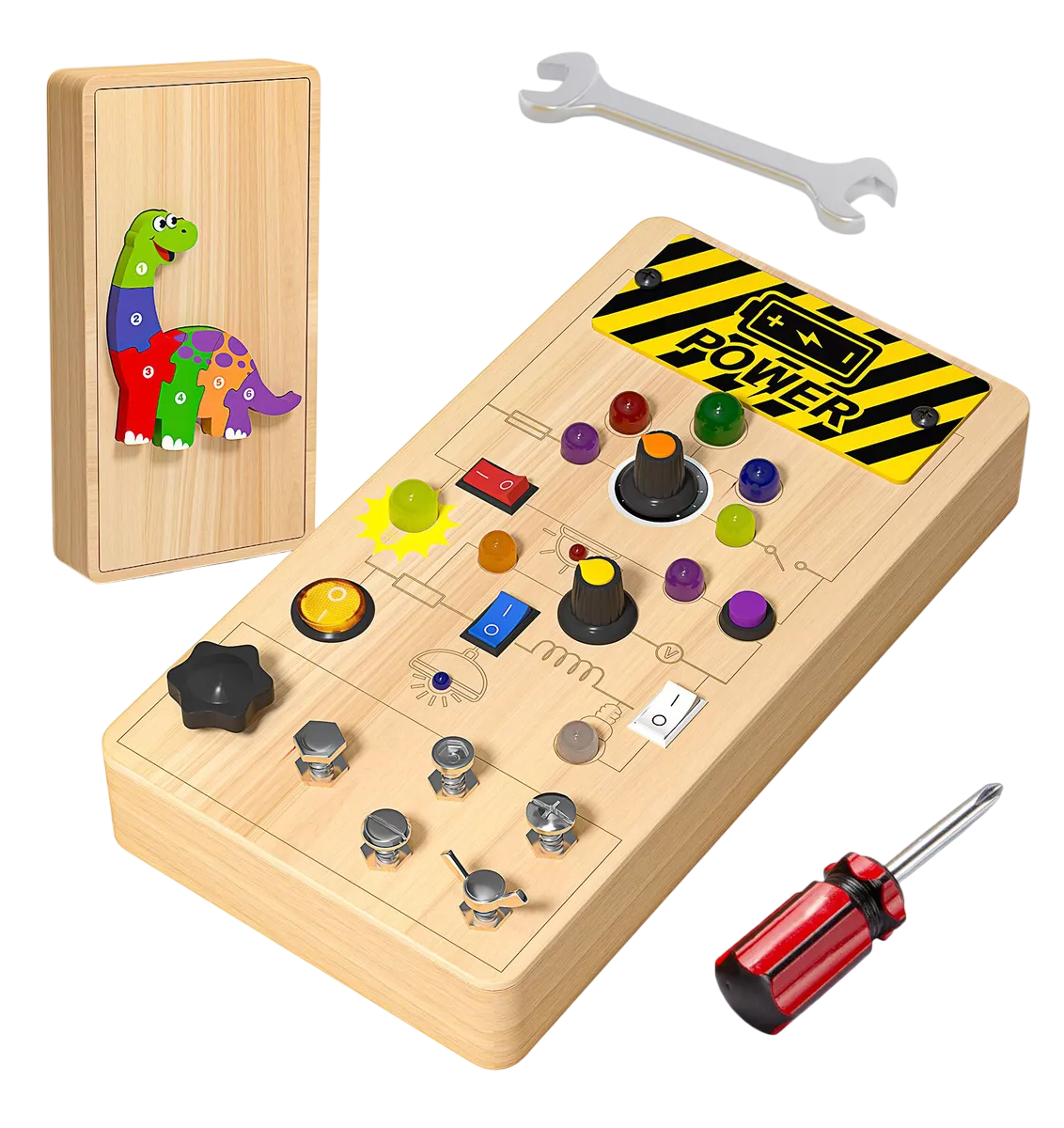Tablero Montessori Juguete Sensorial 11 Led Café Claro