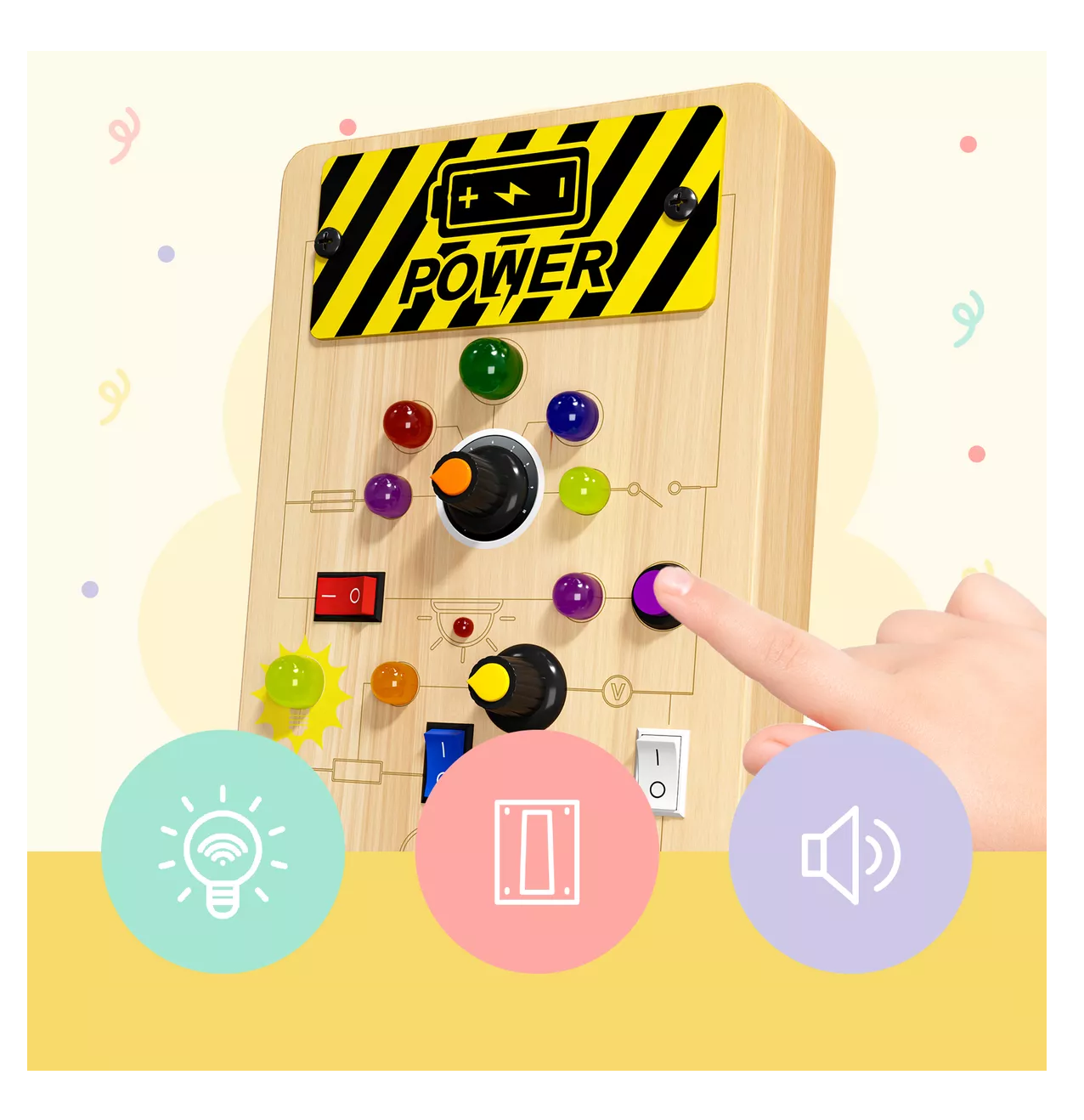 Foto 4 pulgar | Tablero Montessori Cambia Juguete Sensorial 11 Led Café Claro