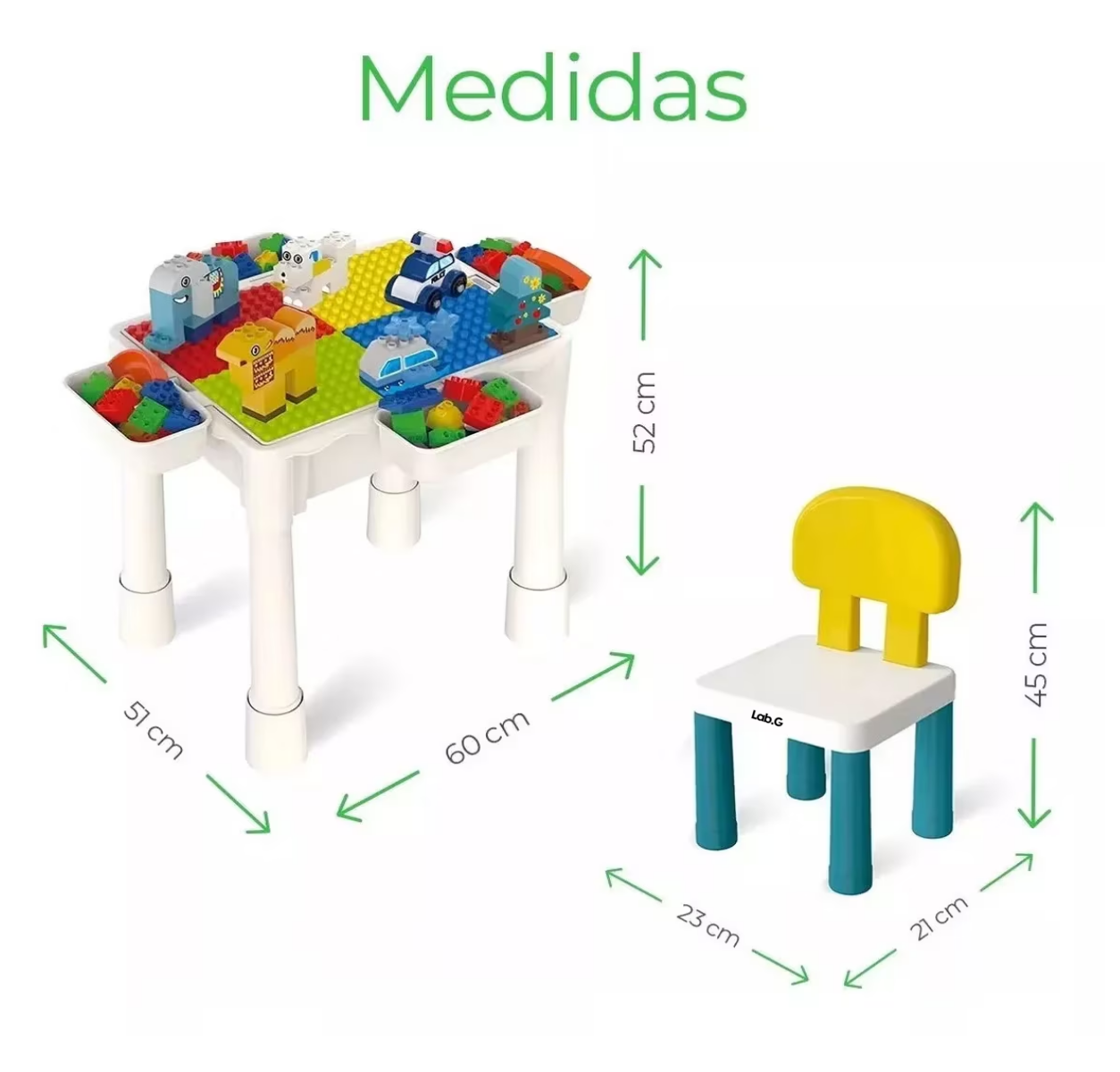 Foto 6 pulgar | Mesa de Actividades Lab.G para Niños + 75 Bloques Colores