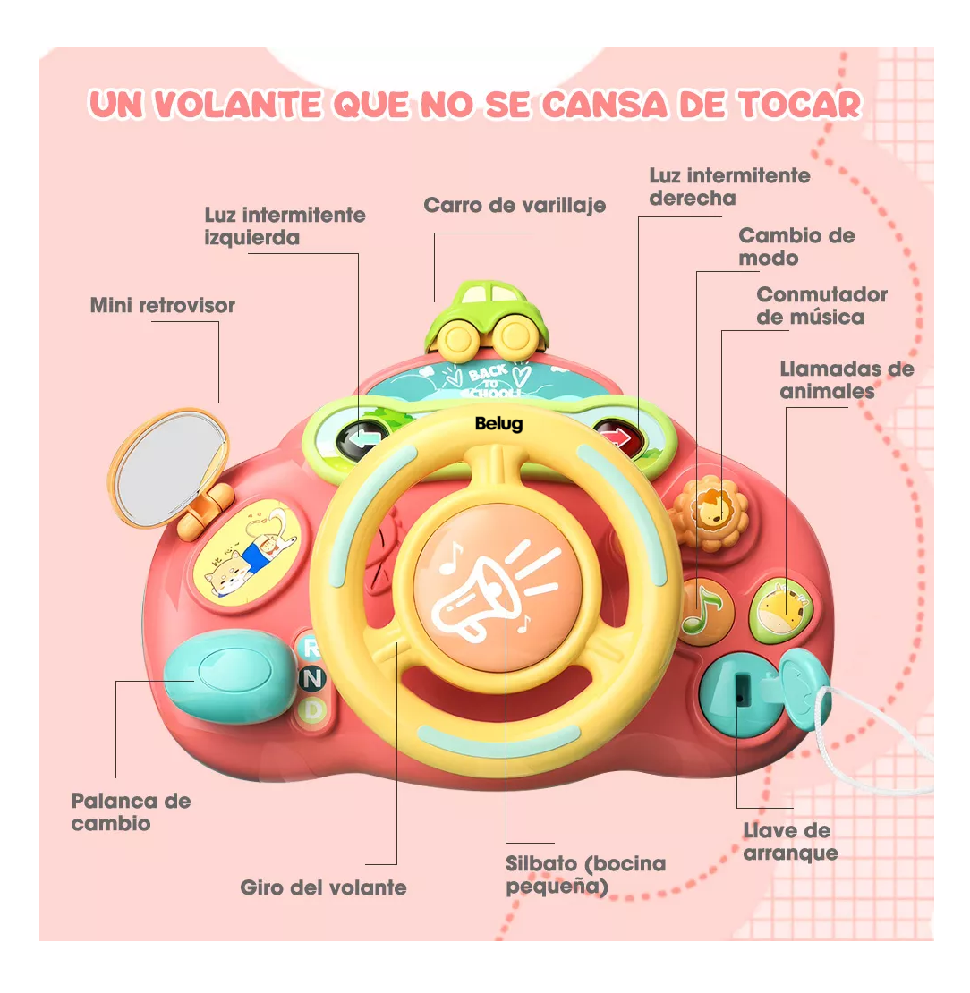 Foto 4 pulgar | Juguete Interactivo Juego Volante Para Bebé Con Luz Y Sonido Hot Bee Belug Rojo