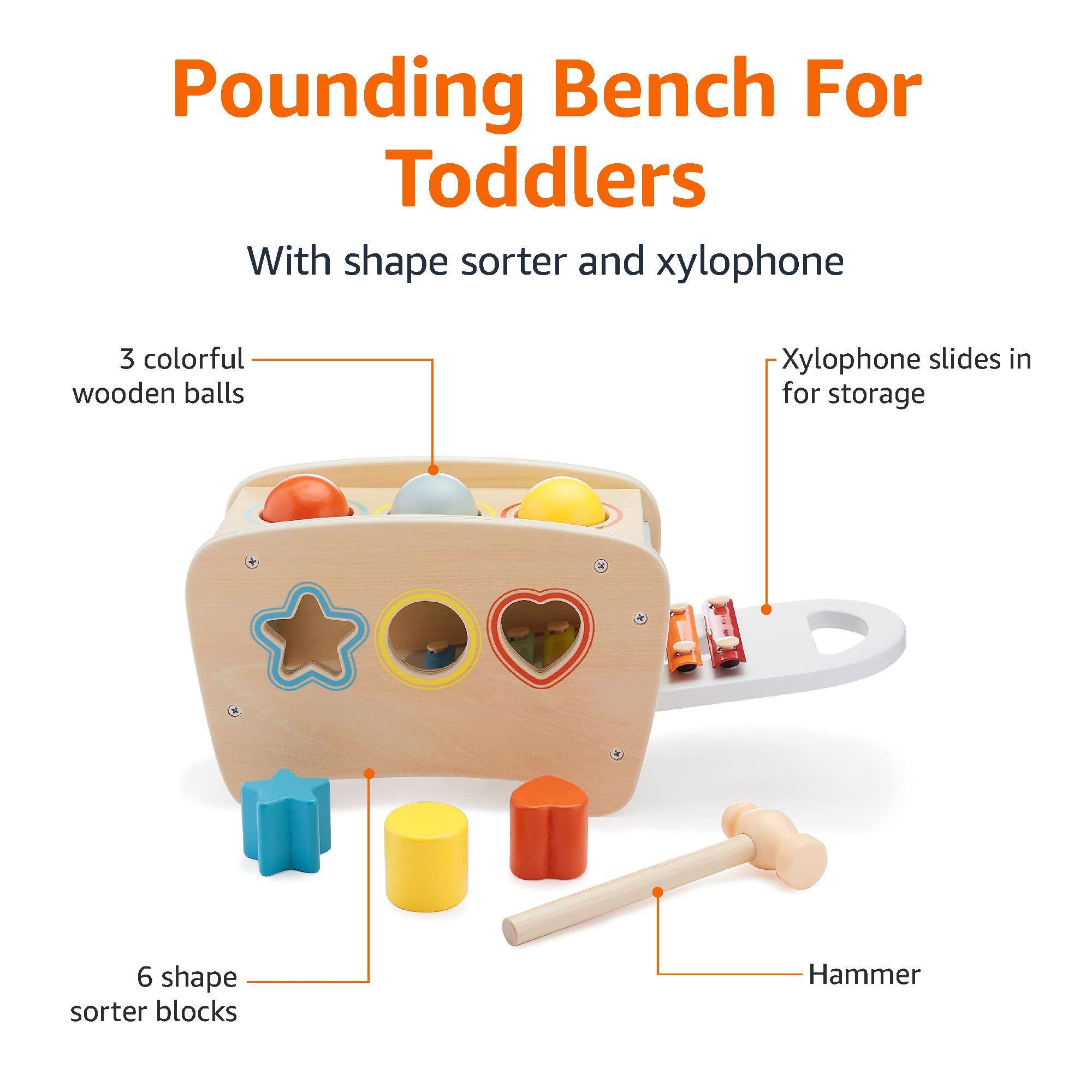 Foto 3 pulgar | Banco De Juguetes Para Golpear Y Martillar Amazon Basics Para Niños Pequeños - Venta Internacional.