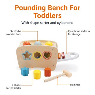 Foto 2 | Banco De Juguetes Para Golpear Y Martillar Amazon Basics Para Niños Pequeños - Venta Internacional.