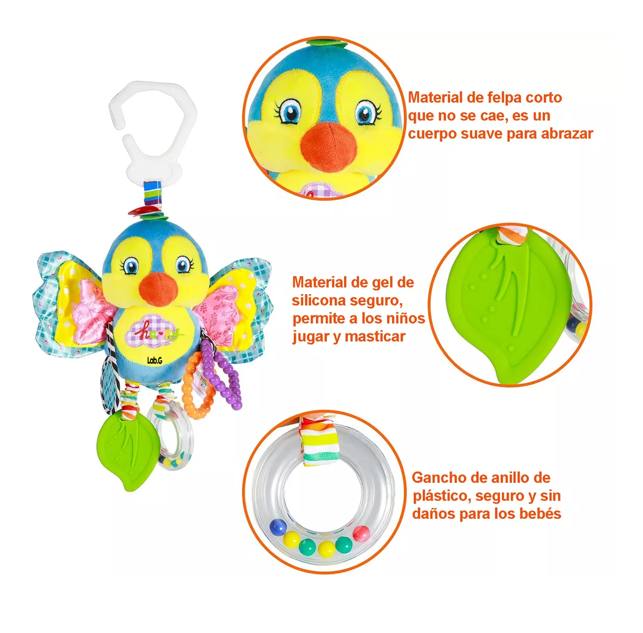 Foto 4 pulgar | Juguete Peluche Sonaja y Mordedera para Bebé