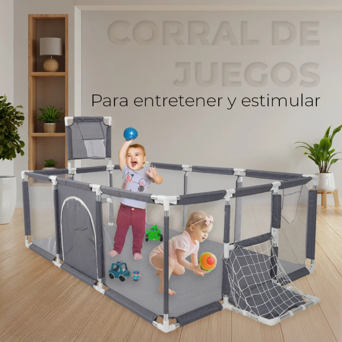 Foto 4 pulgar | Corralito con Accesorios Gris para Bebé