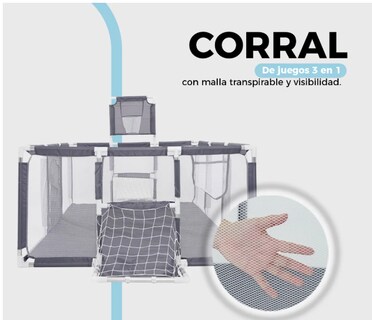 Foto 4 | Corralito con Accesorios Gris para Bebé