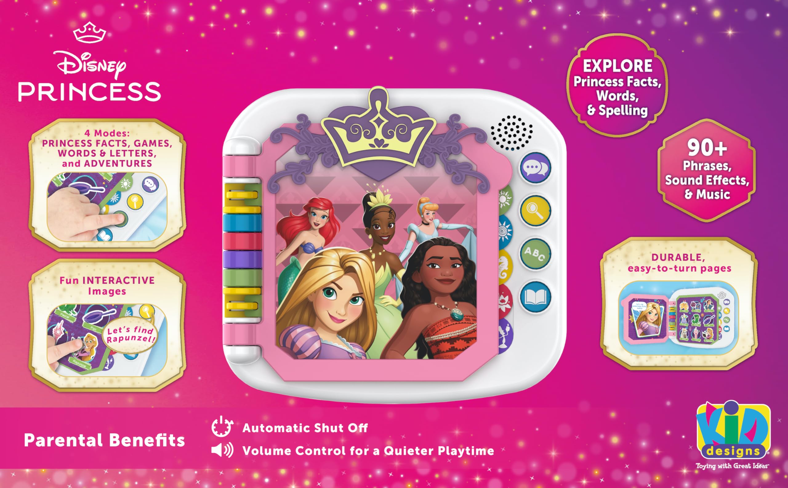 Foto 3 pulgar | Libro Interactivo Ekids Disney Princess-Venta Internacional