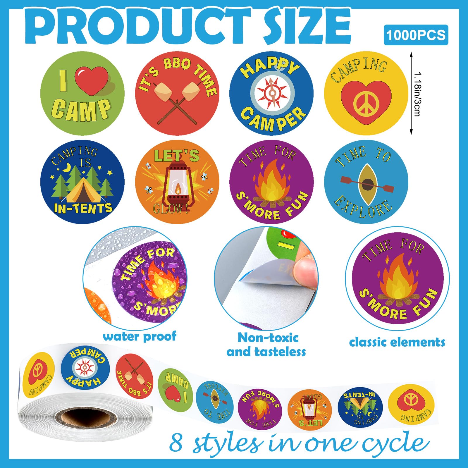 Foto 3 pulgar | Pegatinas Geyoga «i Love Camp Travel» Para Niños, 1000 Unidades - Venta Internacional.