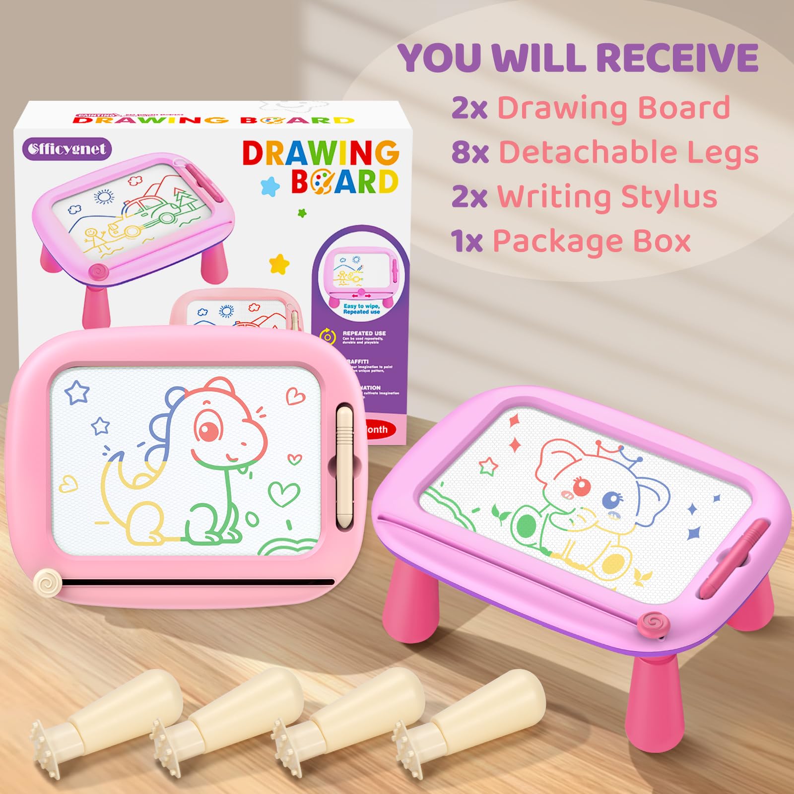 Foto 8 pulgar | Tablero De Dibujo Magnético Officygnet Para Niños De 1 A 3 Años, Paquete De 2 - Venta Internacional.