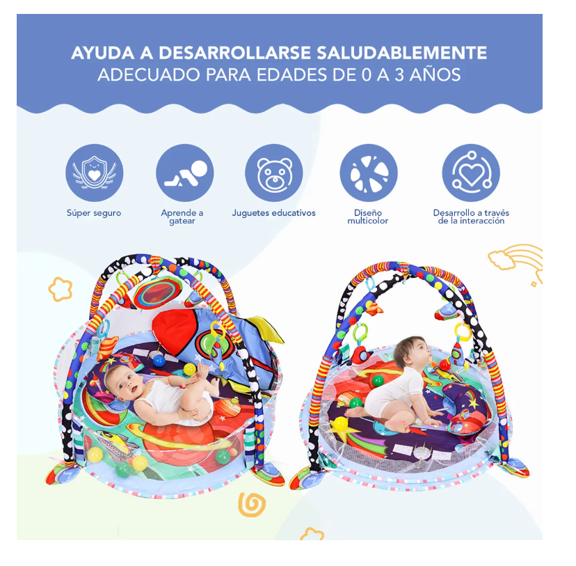 Foto 3 pulgar | Gimnasio Bebé Interactivo Tapete Didáctico Infantil Nube