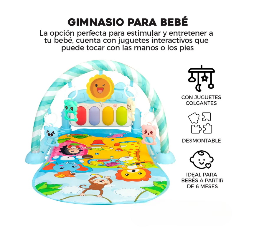 Foto 2 | Gimnasio Acolchado Infantil Tapete Bebe Con Piano Musical
