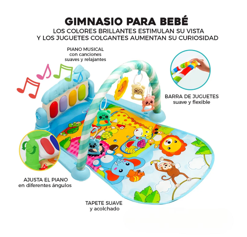 Foto 3 | Gimnasio Acolchado Infantil Tapete Bebe Con Piano Musical