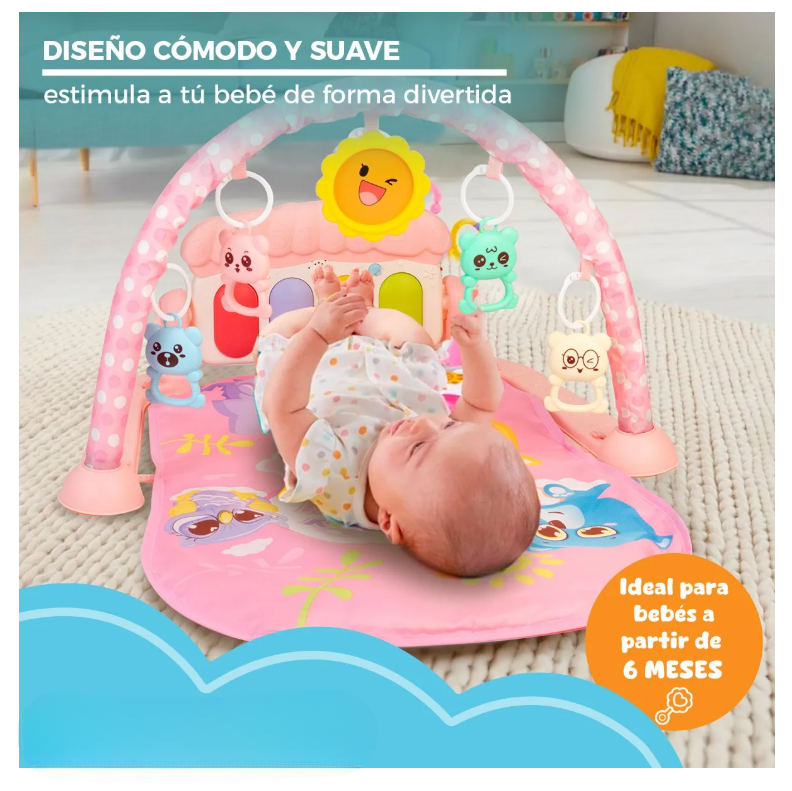 Foto 5 pulgar | Gimnasio Acolchado Infantil Tapete Bebe Con Piano Musical