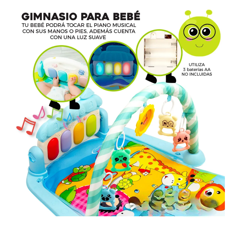 Foto 6 pulgar | Gimnasio Acolchado Infantil Tapete Bebe Con Piano Musical