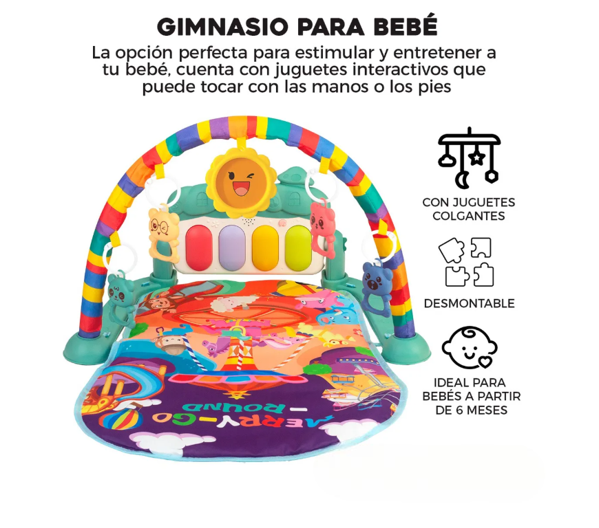 Foto 4 pulgar | Gimnasio Acolchado Infantil Tapete Bebe Con Piano Musical