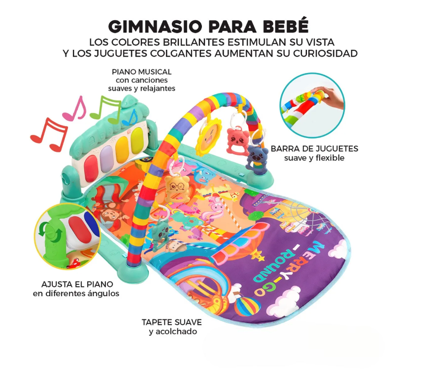 Foto 5 pulgar | Gimnasio Acolchado Infantil Tapete Bebe Con Piano Musical