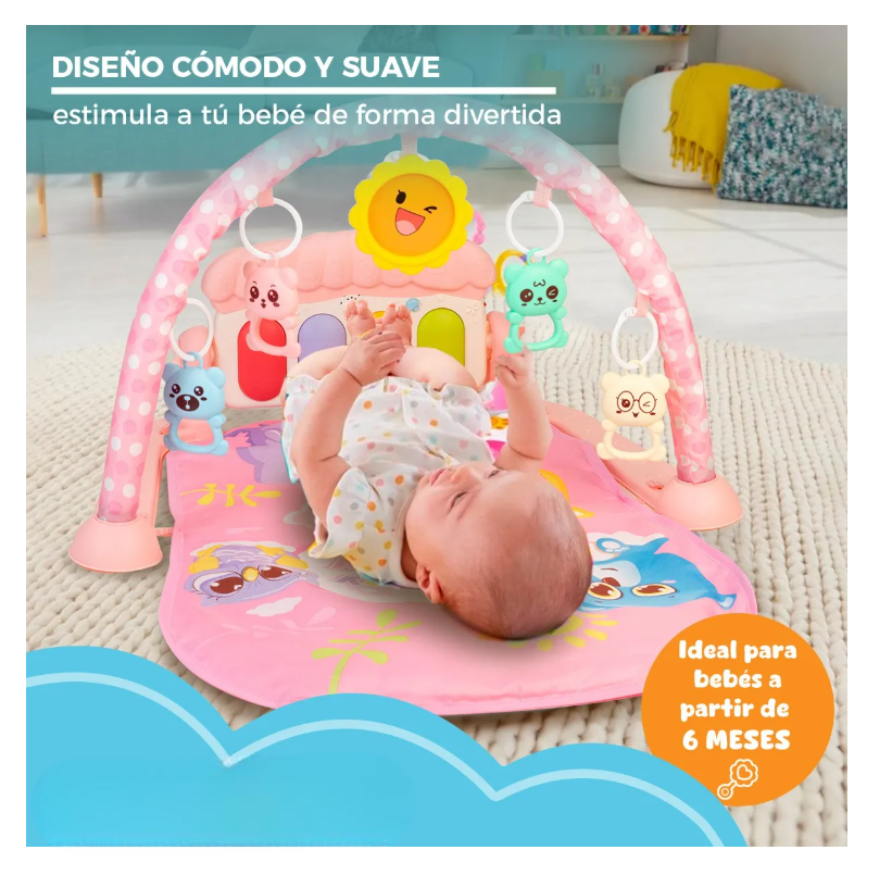 Foto 5 | Gimnasio Acolchado Infantil Tapete Bebe Con Piano Musical