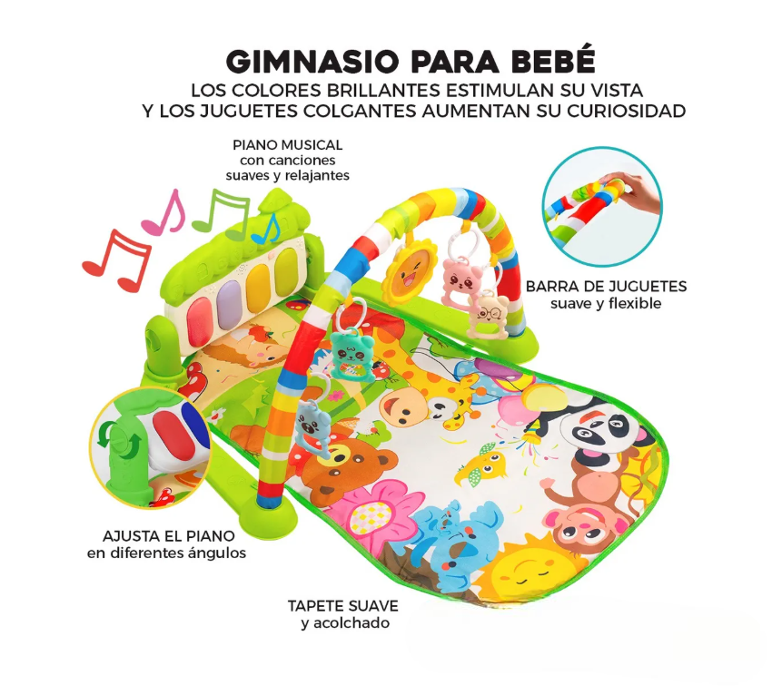 Foto 4 pulgar | Gimnasio Acolchado Infantil Tapete Bebe Con Piano Musical