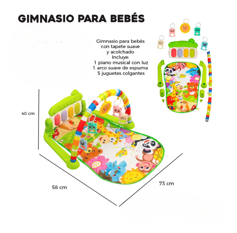 Foto 6 pulgar | Gimnasio Acolchado Infantil Tapete Bebe Con Piano Musical