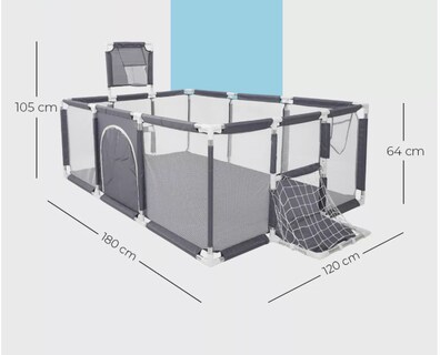 Foto 5 | Corralito Para Bebe Con Accesorios Para Juegos 3 En 1 Color Gris Oscuro Diseño De La Tela Liso