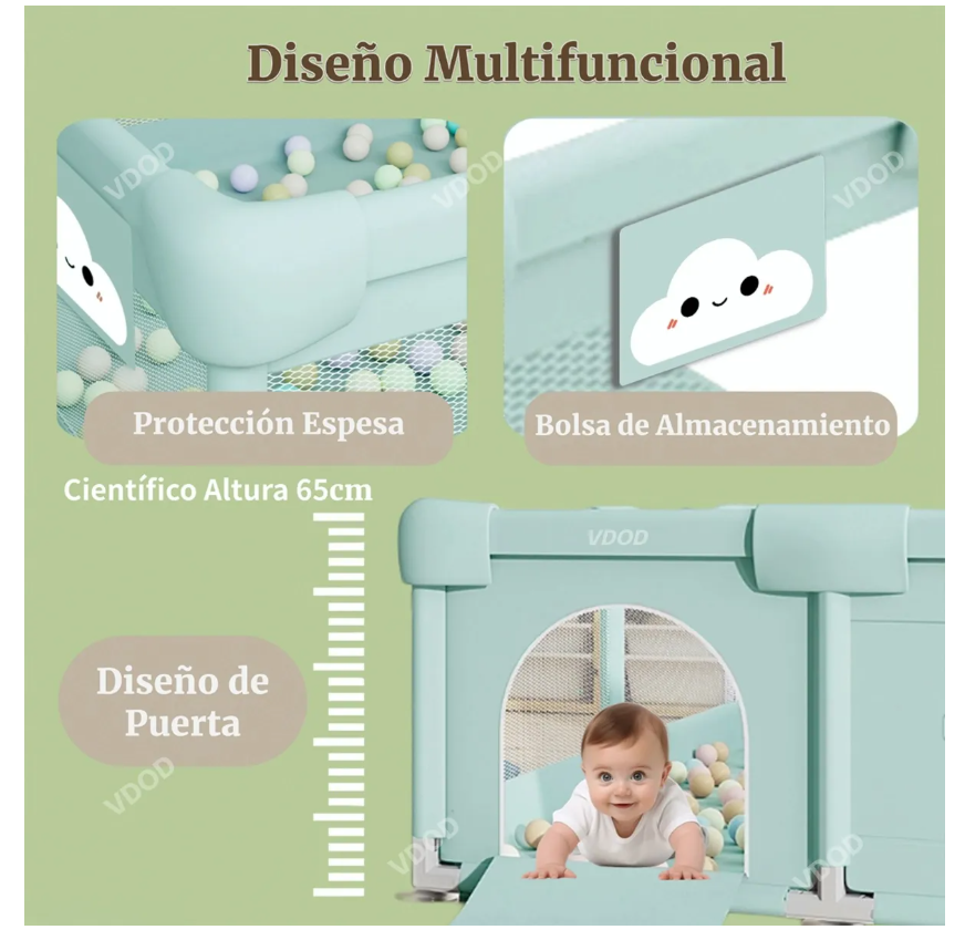 Foto 4 | Corralito Para Bebe 1.2m X 1.2m De Juegos