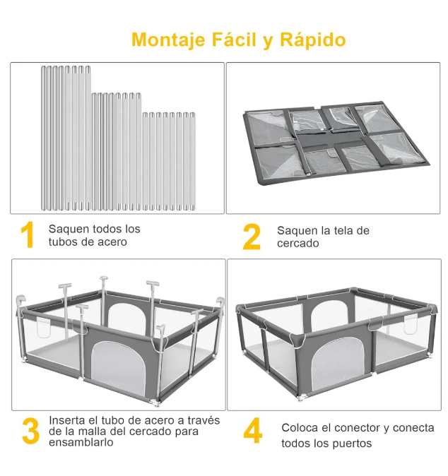 Foto 5 pulgar | Corral Plegable y Gimnasio Para  Bebe corralito Hermosa Vida Dk-122h 180cm 120cm Color Gris