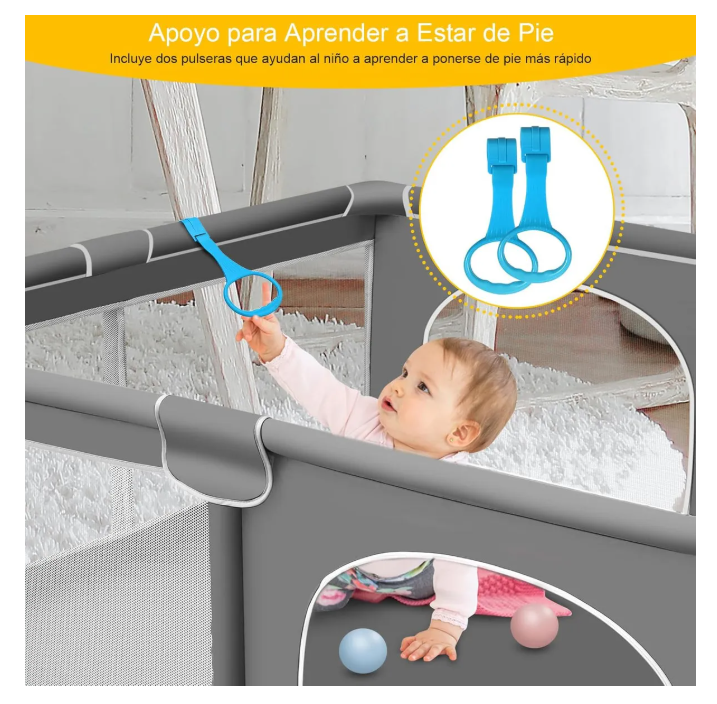 Foto 6 | Corral Plegable y Gimnasio Para  Bebe corralito Hermosa Vida Dk-122h 180cm 120cm Color Gris