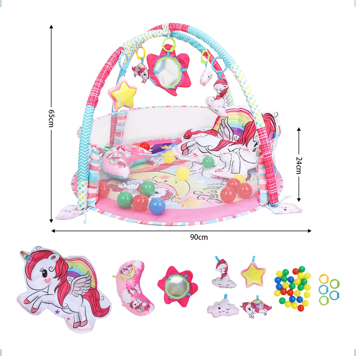 Foto 3 pulgar | Gimnasio Belug  Bebé Interactivo Tapete Didáctico Unicornio Rosa