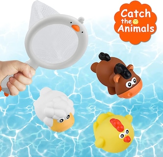Foto 3 | Venta Internacional - Juguetes De Baño Para Bebés, Animales De Granja Flotantes Con Red De Pesca