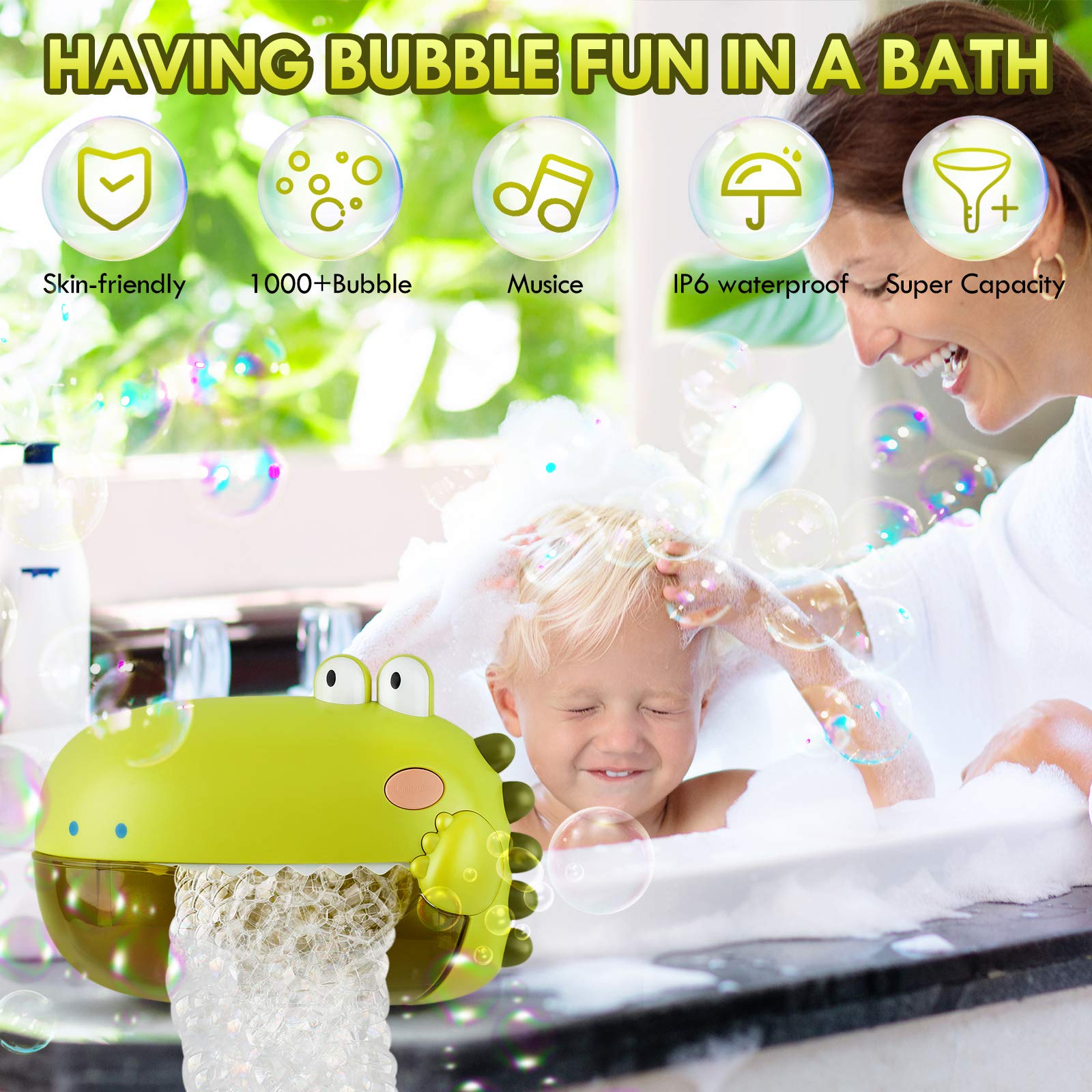 Foto 3 pulgar | Venta Internacional - Máquina De Burbujas De Baño Para Bebés Lehoo Castle Dinosaur Con 12 Canciones