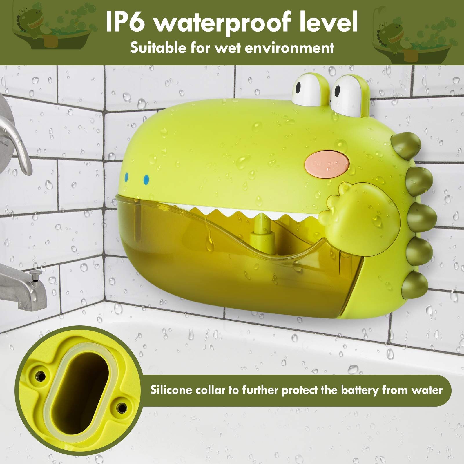 Foto 9 pulgar | Venta Internacional - Máquina De Burbujas De Baño Para Bebés Lehoo Castle Dinosaur Con 12 Canciones