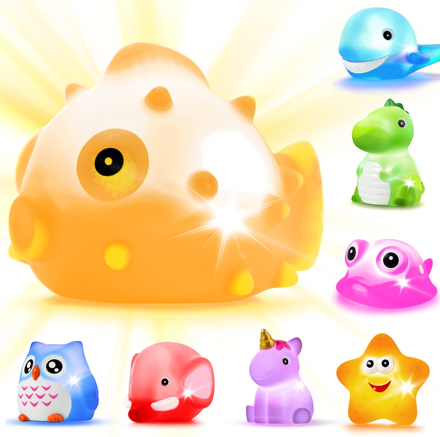 Foto 2 pulgar | Venta Internacional - Juguetes De Baño Jasnkkont Iluminan Animales De Goma Flotantes, 8 Unidades